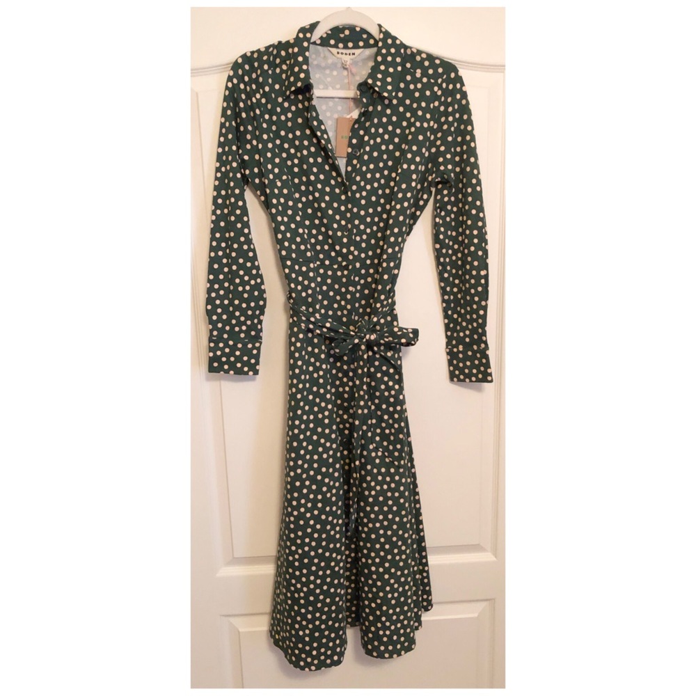 NWT Boden Marcia Jersey Shirt Dress Polka Dot 6R - Picture 2 of 7